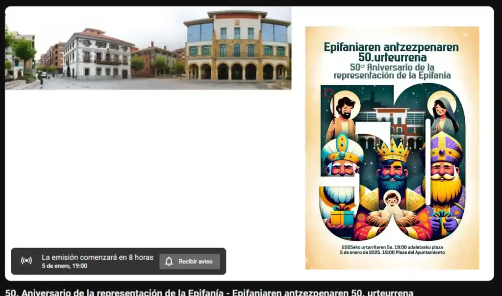 Arrigorriaga Epifanía en directo por Youtube