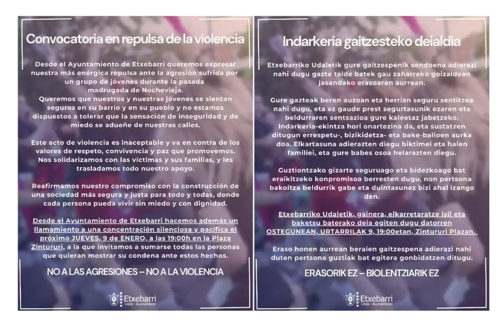 Etxebarri convocatoria concentración agresiones