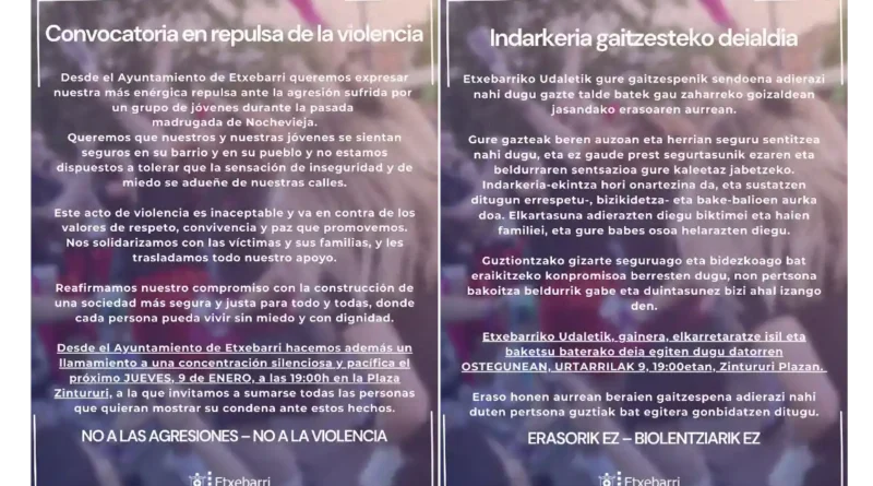 Etxebarri convocatoria concentración agresiones