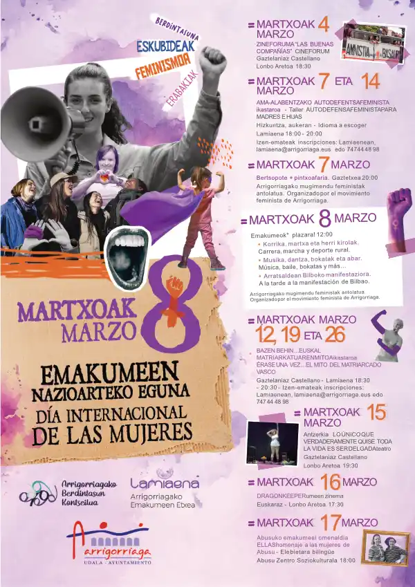 Programa marzo 2025 Arrigorriaga con motivo del 8M