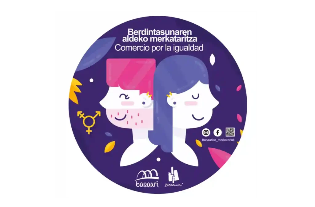Pegatina Comercio por la Igualdad Basauri Asociación Comerciantes