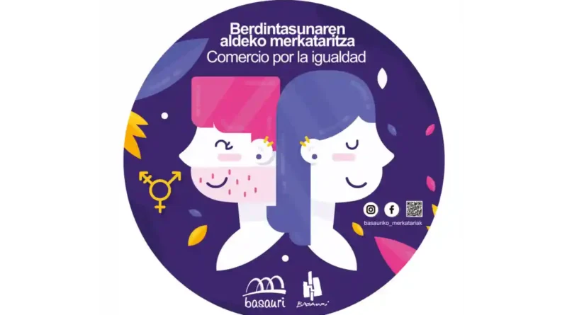 Pegatina Comercio por la Igualdad Basauri Asociación Comerciantes