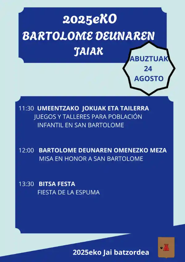Cartel fiestas de San Bartolomé 2025 Ugao Miraballes