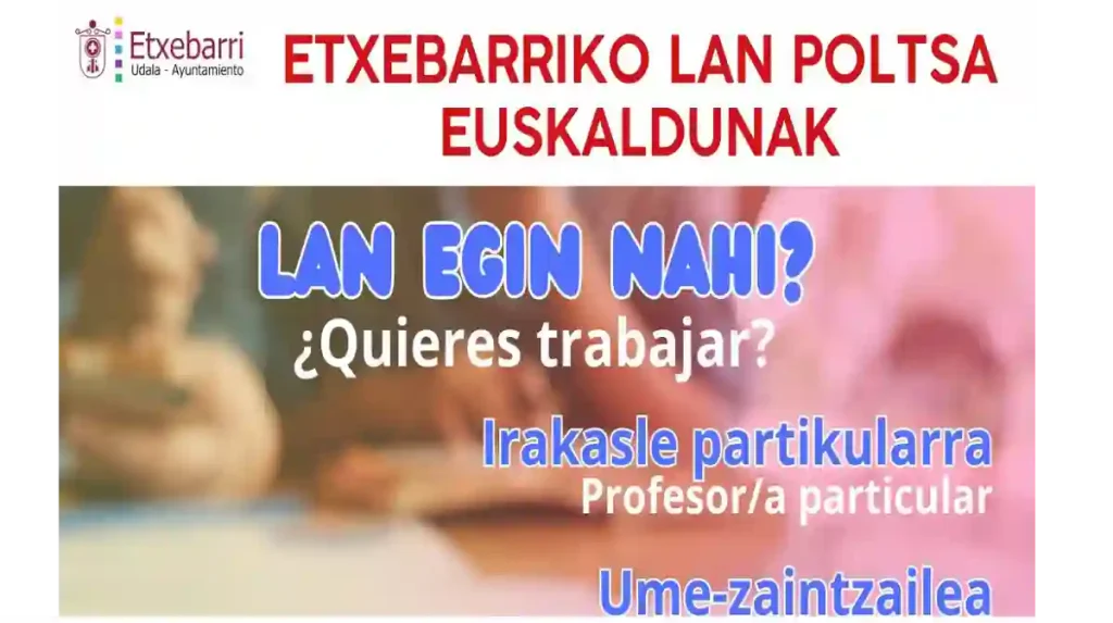Etxebarri Bolsa de trabajo jovenes euskaldunes