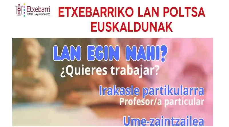 Etxebarri Bolsa de trabajo jovenes euskaldunes